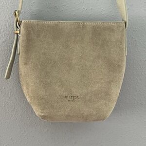 Margot NY Suede Leather Crossbody Bag Beige Small Minimalist Everyday Neutral